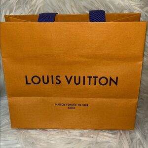 Louis Vuitton Orange Bag with Blue Handles